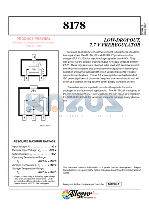 A8178LLT datasheet - LOW-DROPOUT, 7.7 V PREREGULATOR