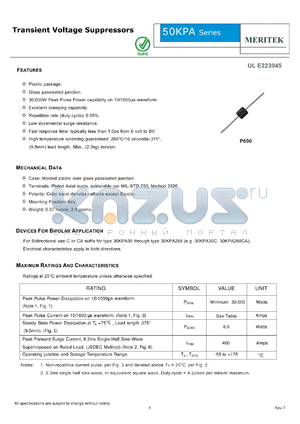 30KPA270CA datasheet - Transient Voltage Suppressors