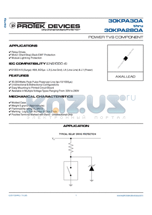 30KPA280A datasheet - POWER TVS COMPONENT