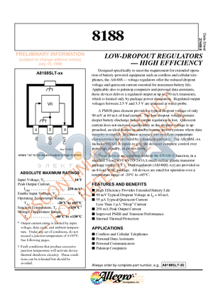 A8188SL datasheet - LOW-DROPOUT REGULATORS . HIGH EFFICIENCY