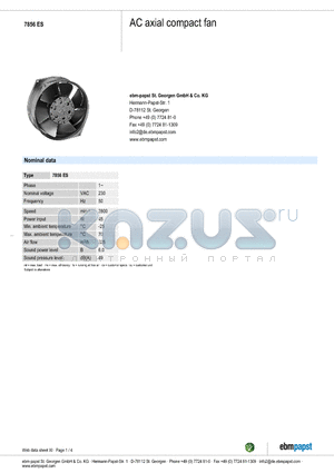 7856ES datasheet - AC axial compact fan