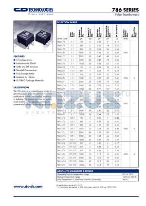 7860216 datasheet - Pulse Transformers