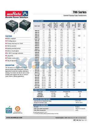 78613/16C datasheet - General Purpose Pulse Transformers