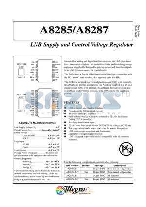 A8285 datasheet - LNB Supply and Control Voltage Regulator