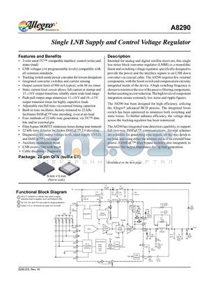 A8290 datasheet - Single LNB Supply and Control Voltage Regulator