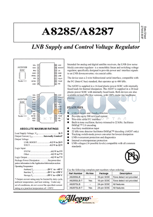 A8287SLB datasheet - LNB Supply and Control Voltage Regulator