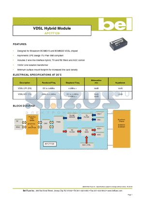 APC77129 datasheet - VDSL Hybrid Module