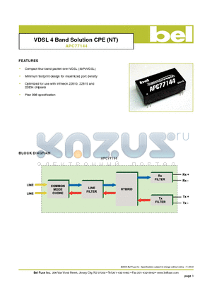 APC77144 datasheet - VDSL 4 Band Solution CPE (NT)