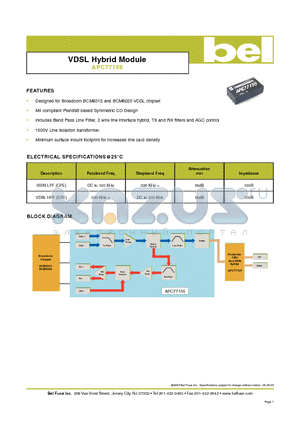 APC77155 datasheet - VDSL Hybrid Module