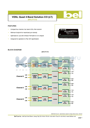 APC77173 datasheet - VDSL Quad 4 Band Solution CO (LT)