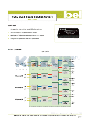 APC77175 datasheet - VDSL Quad 4 Band Solution CO (LT)