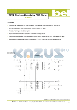 APC82217 datasheet - T1/E1 Slim Line Hybrids for PMC Sierra