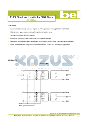APC822XX datasheet - T1/E1 Slim Line Hybrids for PMC Sierra