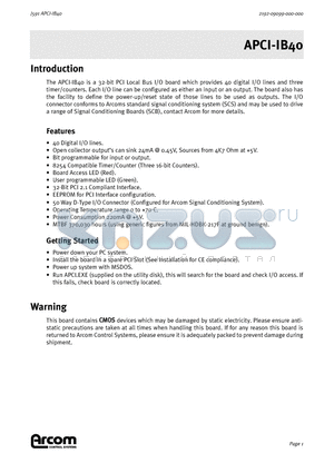 APCI-IB40 datasheet - 32-bit PCI Local Bus I/O board