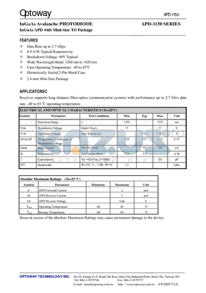 APD-1150_09 datasheet - Property of Lite-On Only