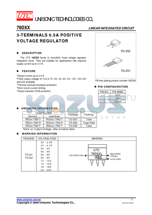 78DXX-TN3-T datasheet - LINEAR INTEGRATED CIRCUIT