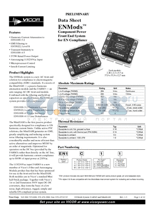 EN1TS1 datasheet - ENMods Component Power Front End System for EN Compliance