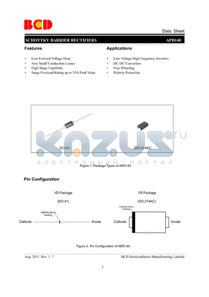 APD140VD-G1 datasheet - SCHOTTKY BARRIER RECTIFIERS