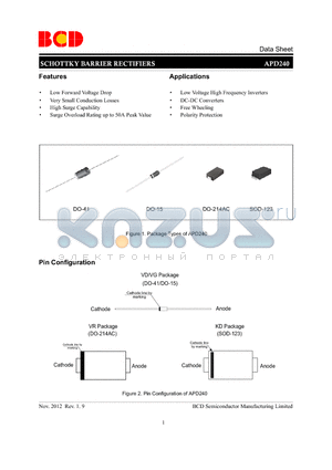 APD240KDTR-G1 datasheet - SCHOTTKY BARRIER RECTIFIERS