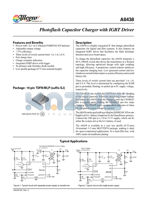 A8438EEJTR-T datasheet - Photoflash Capacitor Charger with IGBT Driver