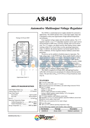A8450 datasheet - Automotive Multioutput Voltage Regulator