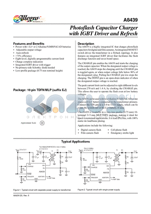 A8439EEJTR-T datasheet - Photoflash Capacitor Charger with IGBT Driver and Refresh