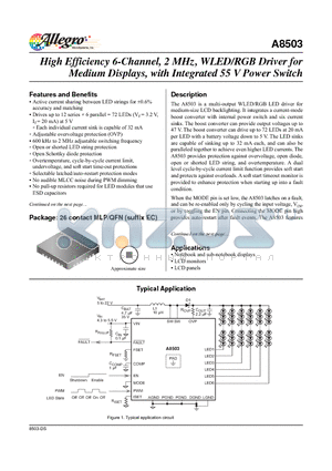 A8503 datasheet - High Efficiency 6-Channel, 2 MHz, WLED/RGB Driver