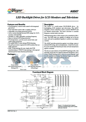 A8507 datasheet - LED Backlight Driver for LCD Monitors and Televisions