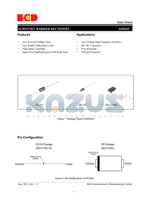 APD245VG-E1 datasheet - SCHOTTKY BARRIER RECTIFIERS DC-DC Converters