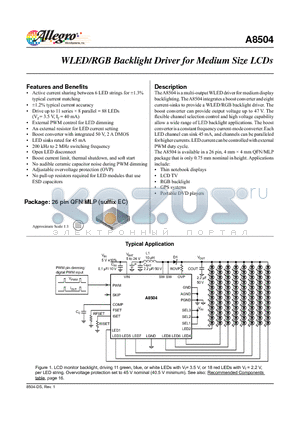 A8504 datasheet - WLED/RGB Backlight Driver for Medium Size LCDs