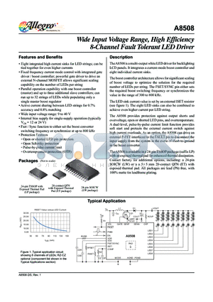 A8508 datasheet - Wide Input Voltage Range, High Efficiency