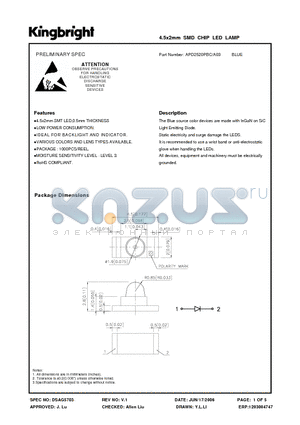 APD2520PBC/A03 datasheet - 4.5x2mm SMD CHIP LED LAMP