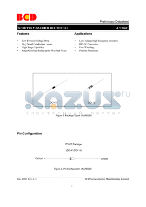 APD260 datasheet - SCHOTTKY BARRIER RECTIFIERS