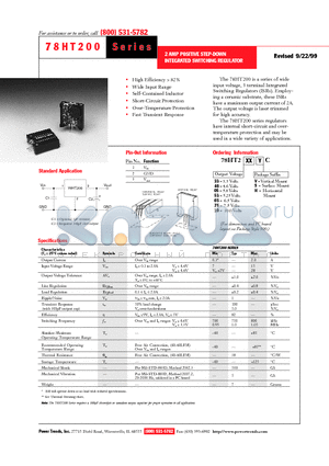 78HT275VC datasheet - 2 AMP POSITIVE STEP-DOWN INTEGRATED SWITCHING REGULATOR