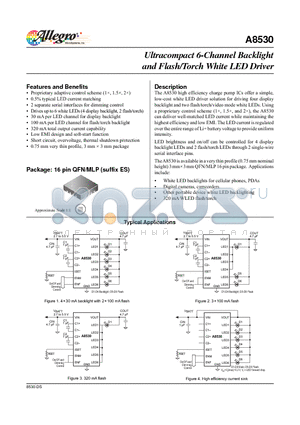 A8530EESTR-T datasheet - Ultracompact 6-Channel Backlight and Flash/Torch White LED Driver