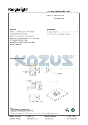 APD3224SGC-F01 datasheet - 3.2x2.4mm SMD CHIP LED LAMP