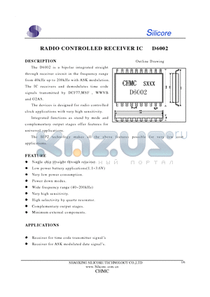 D6002 datasheet - RADIO CONTROLLED RECEIVER IC
