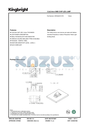 APD3224YC-F01 datasheet - 3.2x2.4mm SMD CHIP LED LAMP