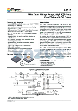 A8510 datasheet - Wide Input Voltage Range, High Efficiency