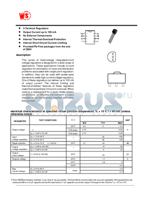 78L05 datasheet - Positive-Voltage Regulators