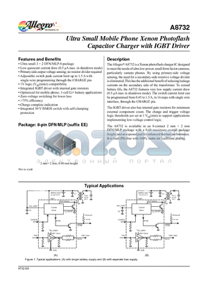 A8732 datasheet - Ultra Small Mobile Phone Xenon Photoflash Capacitor Charger with IGBT Driver