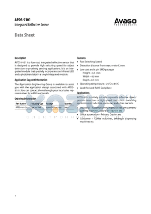 APDS-9101-L21 datasheet - Integrated Reflective Sensor