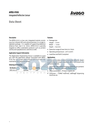 APDS-9103-L22 datasheet - Integrated Reflective Sensor