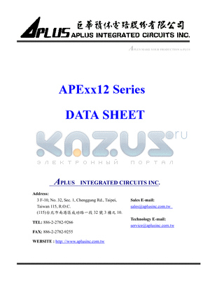 APE0612 datasheet - very low cost voice and melody synthesizer with 4-bits CPU