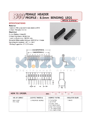 B0922BT1 datasheet - FEMALE HEADER PROFILE : 8.5mm BENDING LEGS