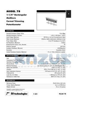 78LSBWR10LF datasheet - 1-1/4 Rectangular Multiturn Cermet Trimming Potentiometer