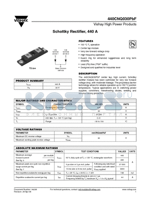 440CNQ030PBF datasheet - Schottky Rectifier, 440 A