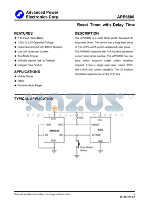 APE6800 datasheet - Reset Timer with Delay Time