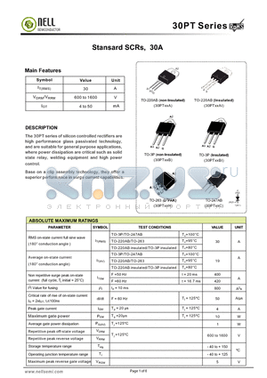 30PT16AI datasheet - Stansard SCRs, 30A