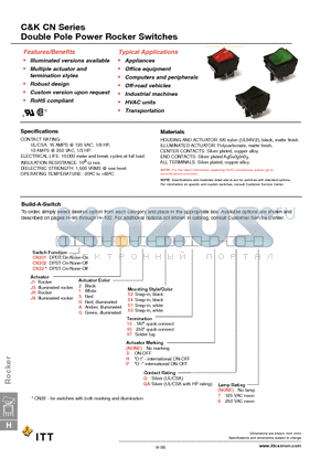 CN201J11S105QA datasheet - Double Pole Power Rocker Switches